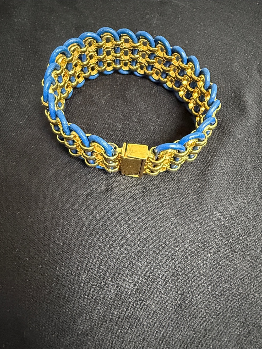 Henri Bendel New York Leather & Gold Tone Magnetic Bracelet